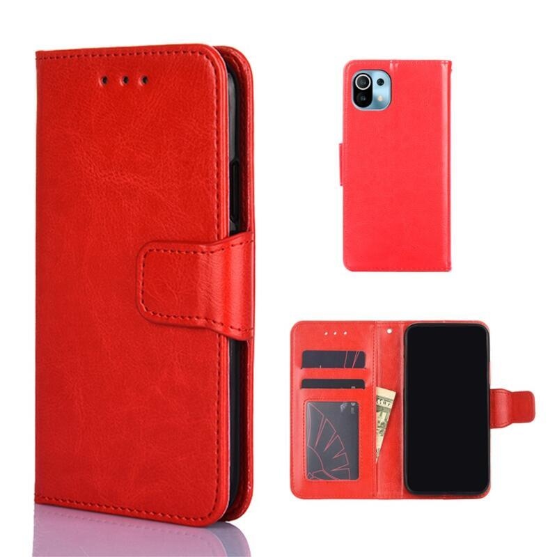 Case PU kožené peněženkové pouzdro na mobil Xiaomi Mi 11 - červené