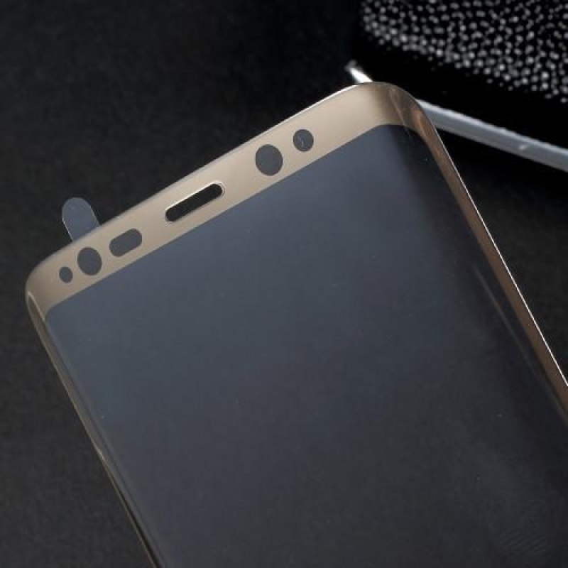 Celoplošné fixační tvrzené sklo na Samsung Galaxy S8 - zlatý lem