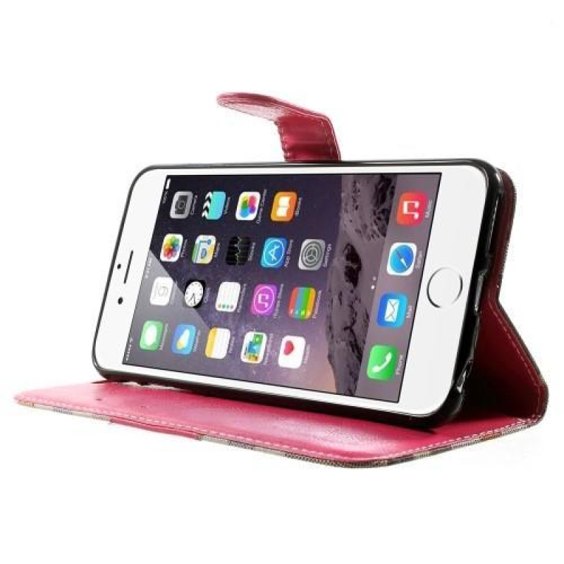 Check PU kožené knížkové pouzdro na iPhone 6s Plus a 6 Plus - rose
