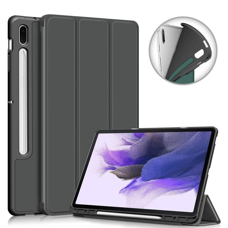 Chytré nastavitelné PU kožené pouzdro pro tablet Samsung Galaxy Tab S7 FE T736 - šedé