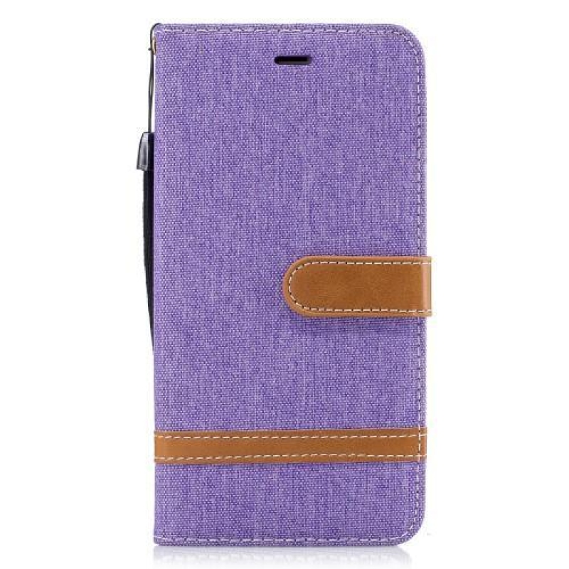 Contra PU kožené/textilní pouzdro na iPhone 8 Plus a 7 Plus - fialové