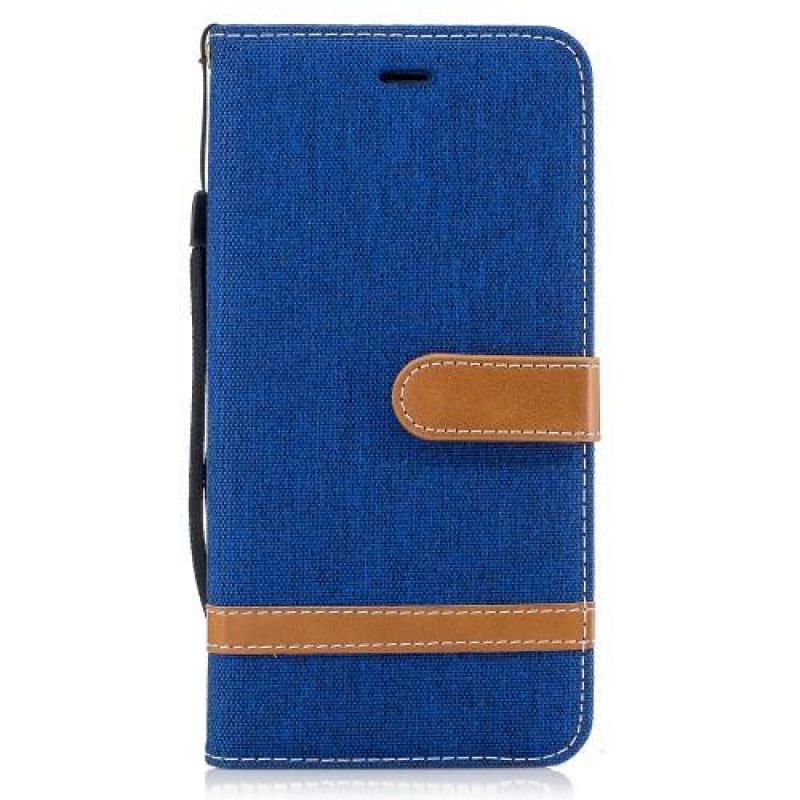 Contra PU kožené/textilní pouzdro na iPhone 8 Plus a 7 Plus - modré