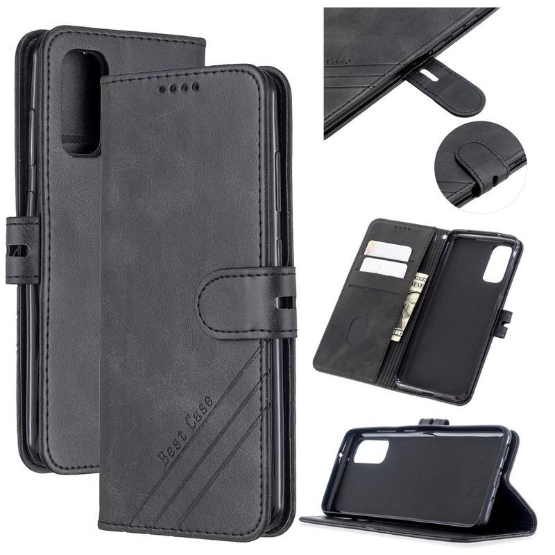 Cover PU kožené peněženkové pouzdro na mobil Samsung Galaxy S20 - černé