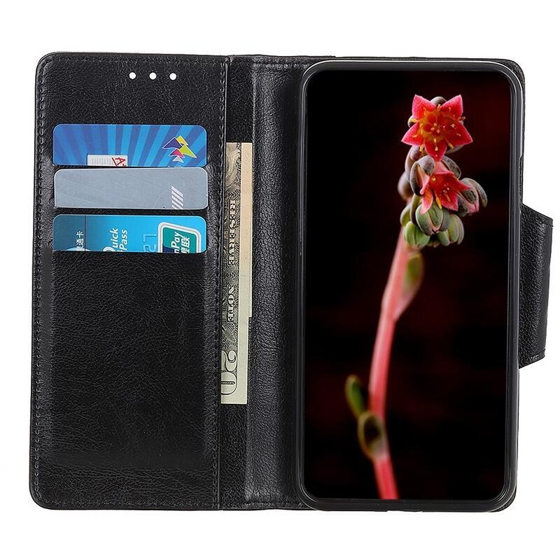 Cowhide PU kožené peněženkové pouzdro na mobil Xiaomi Poco M3 - černé