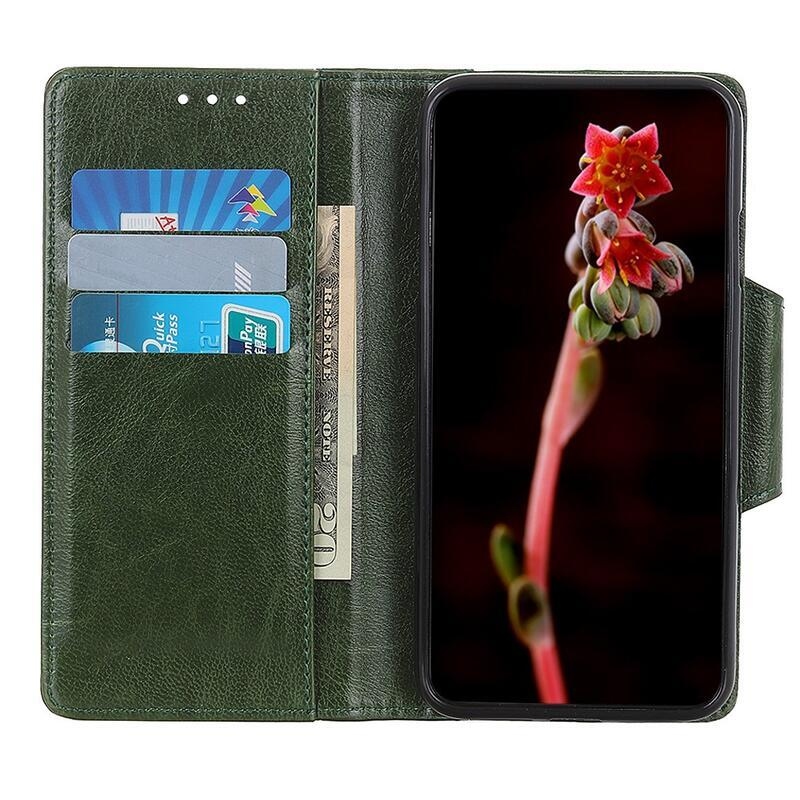 Cowhide PU kožené peněženkové pouzdro na mobil Xiaomi Poco M3 - zelené