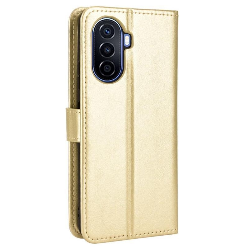 Crazy PU kožené peněženkové pouzdro na mobil Huawei Nova Y70 - zlaté