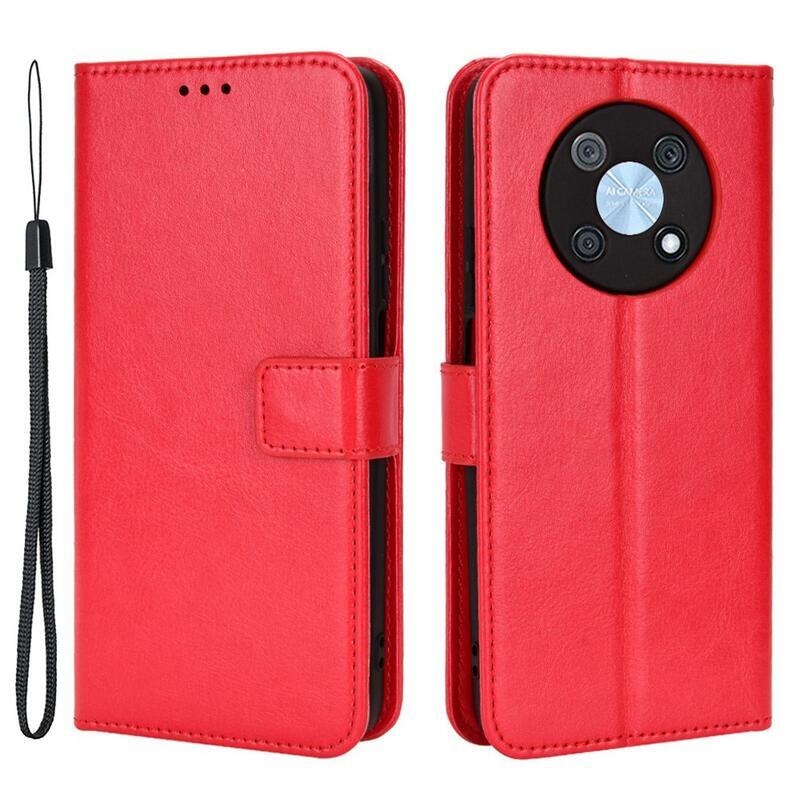 Crazy PU kožené peněženkové pouzdro na mobil Huawei Nova Y90 - červené