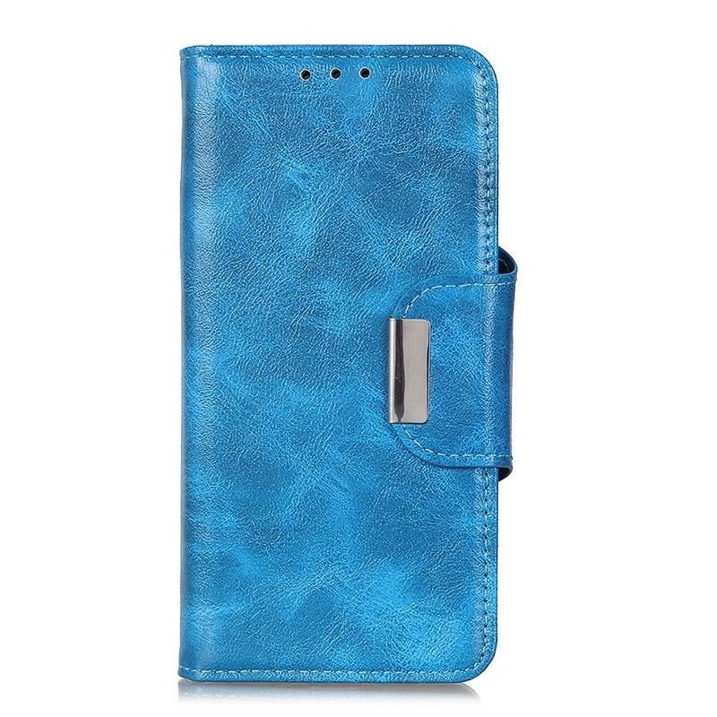 Crazy PU kožené peněženkové pouzdro na mobil Huawei P40 - modré