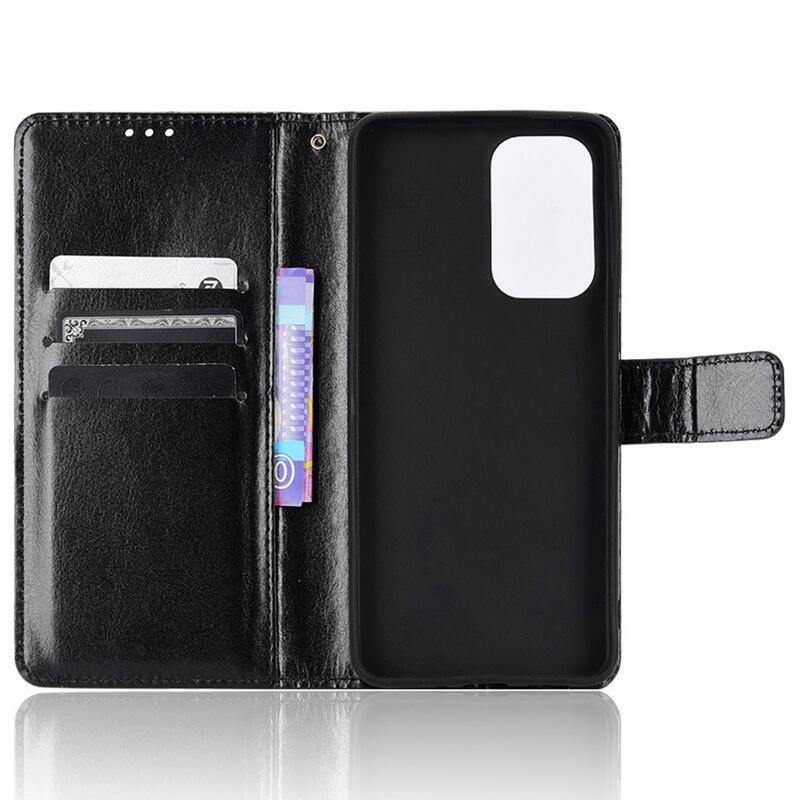 Crazy PU kožené peněženkové pouzdro na mobil Samsung Galaxy M23 5G - černé