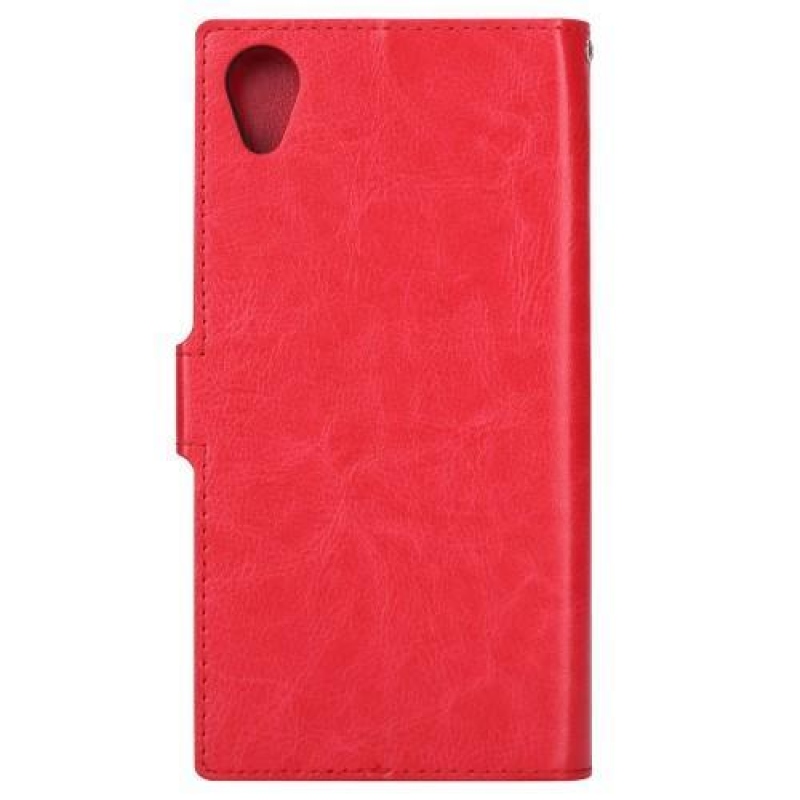 Crazy PU kožené peněženkové pouzdro na mobil Sony Xperia XA1 Plus - červený