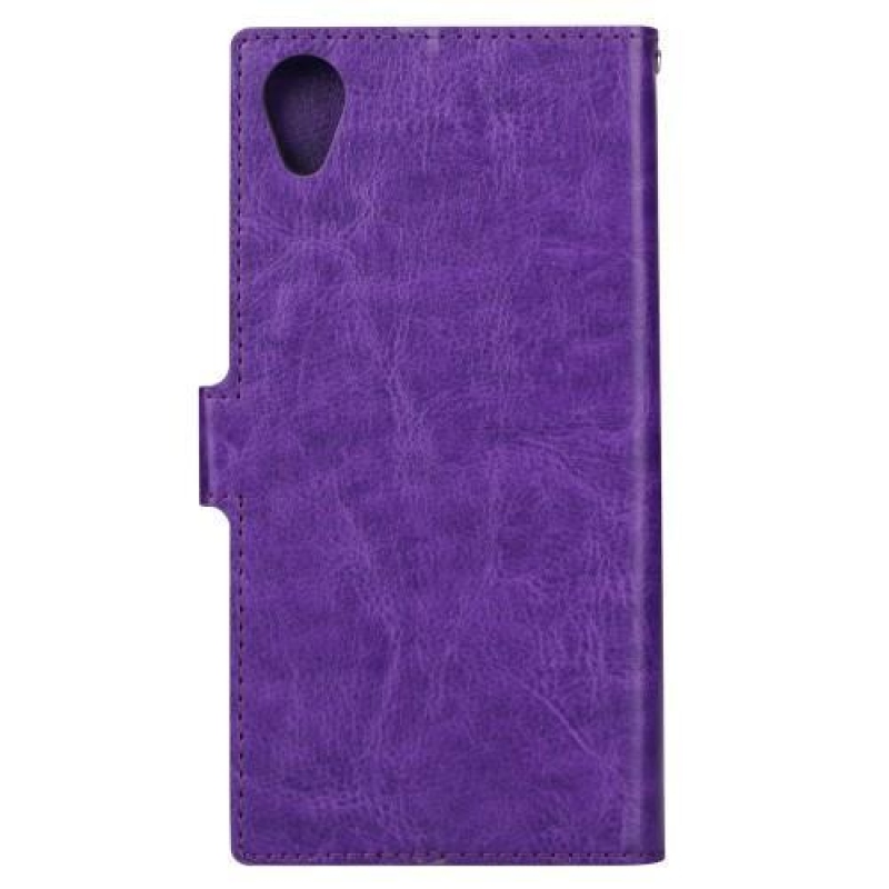 Crazy PU kožené peněženkové pouzdro na mobil Sony Xperia XA1 Plus - fialový