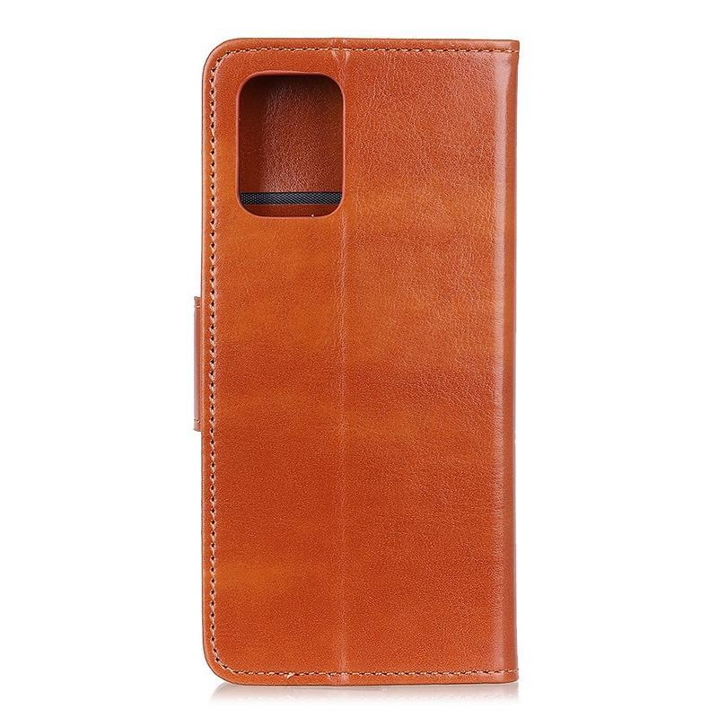 Crazy PU kožené peněženkové pouzdro na mobil Xiaomi Mi 10 Lite - hnědé