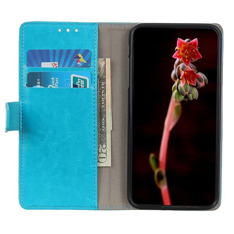 Crazy PU kožené peněženkové pouzdro na mobil Xiaomi Mi 10T Lite 5G - modré
