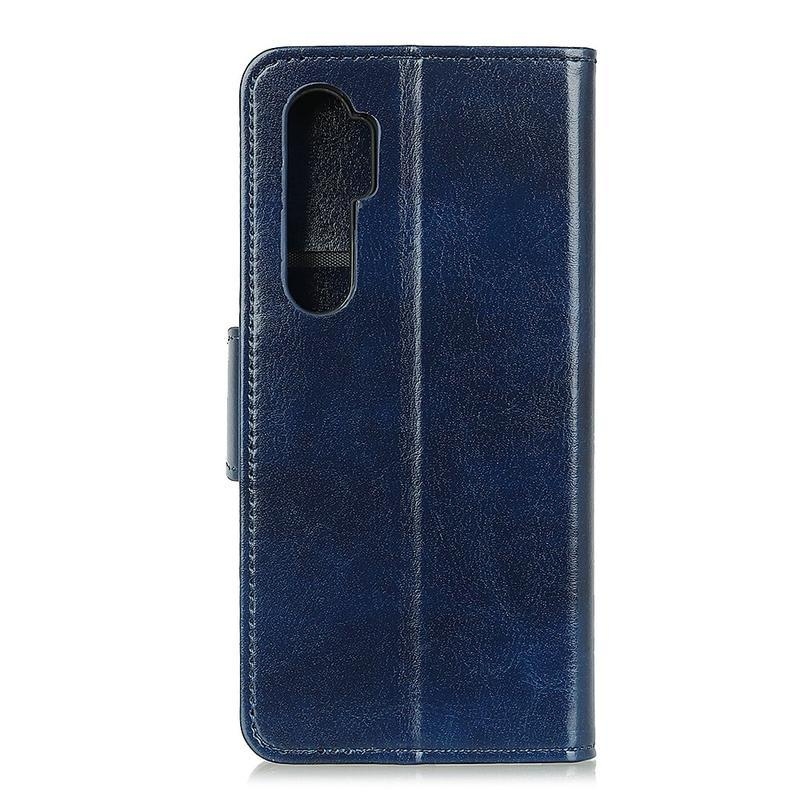 Crazy PU kožené peněženkové pouzdro na mobil Xiaomi Mi Note 10 Lite - modré