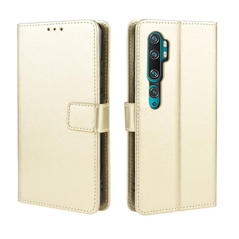Crazy PU kožené peněženkové pouzdro na mobil Xiaomi Mi Note 10 / Mi Note 10 Pro - zlaté