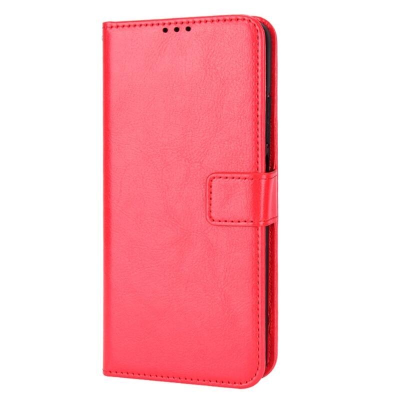 Crazy PU kožené peněženkové pouzdro na mobil Xiaomi Poco M4 Pro 4G - červené