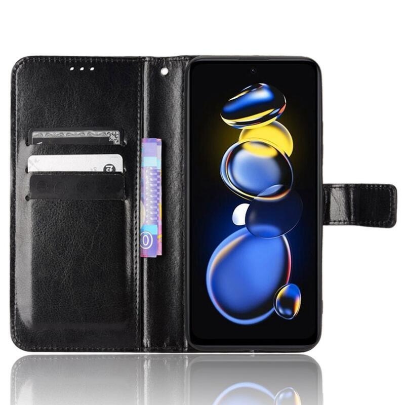 Crazy PU kožené peněženkové pouzdro na mobil Xiaomi Poco X4 GT 5G - černé