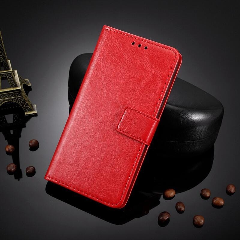 Crazy PU kožené peněženkové pouzdro na mobil Xiaomi Poco X4 GT 5G - červené