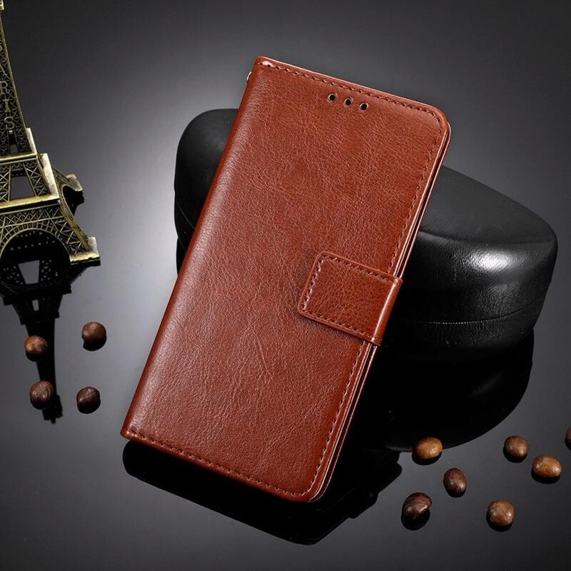 Crazy PU kožené peněženkové pouzdro na mobil Xiaomi Poco X4 GT 5G - hnědé