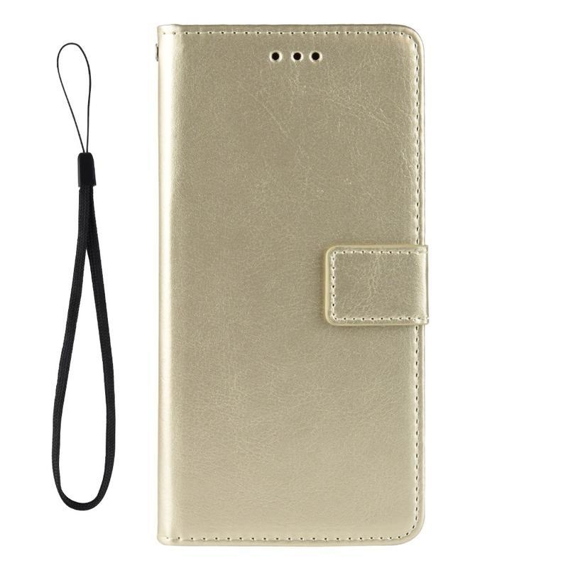 Crazy PU kožené peněženkové pouzdro na mobil Xiaomi Redmi Note 8 - zlaté