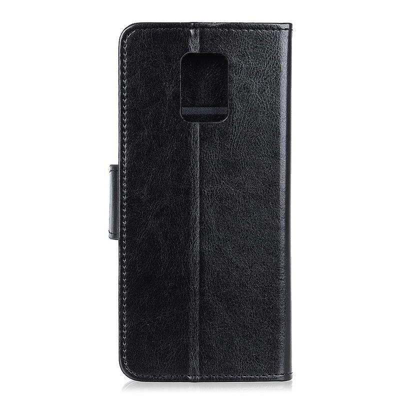 Crazy PU kožené peněženkové pouzdro na mobil Xiaomi Redmi Note 9 Pro/Note 9S - černé