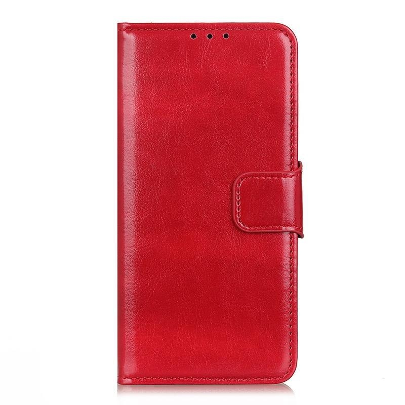 Crazy PU kožené peněženkové pouzdro na mobil Xiaomi Redmi Note 9 Pro/Note 9S - červené