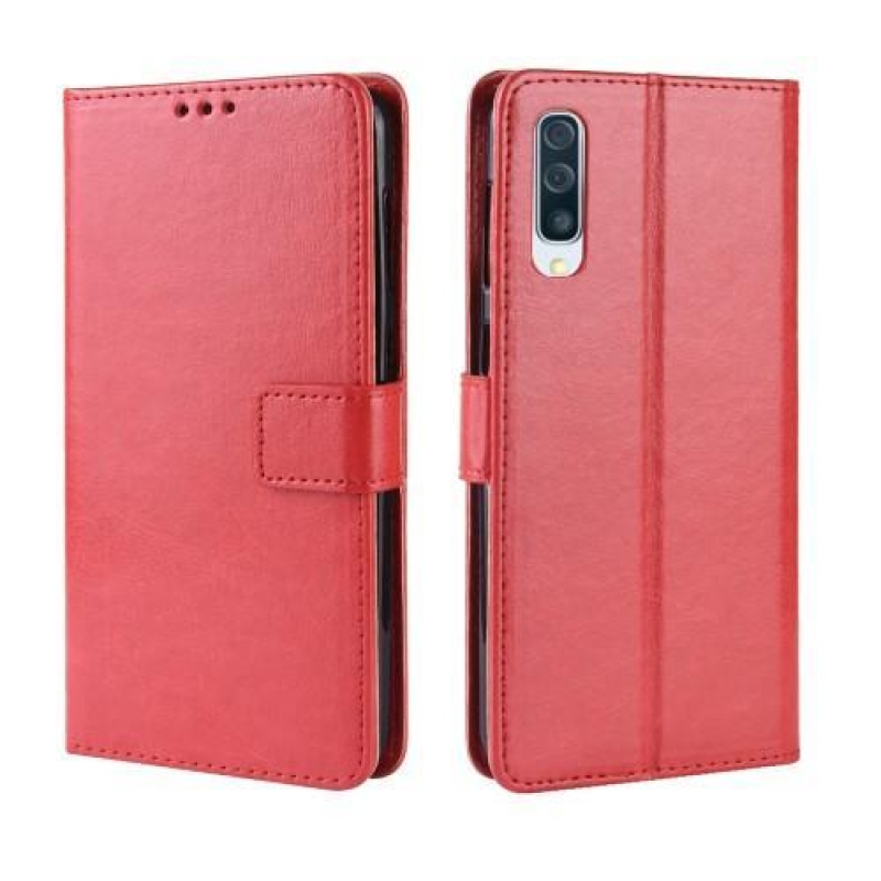 Crazy PU kožené peněženkové pouzdro na Samsung Galaxy A50 / A30s - červené