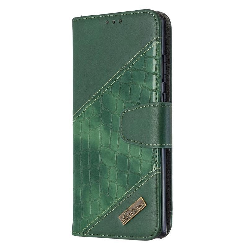 Crocodile PU kožené peněženkové pouzdro na mobil Samsung Galaxy Note 20/Note 20 5G - zelené