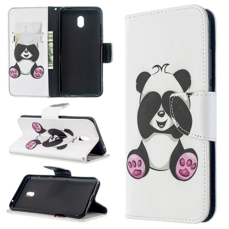 Cross PU kožené peněženkové pouzdro na mobil Xiaomi Redmi 8A - roztomilá panda