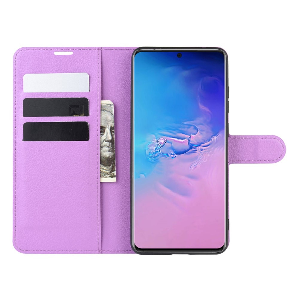 Litchi knížkové pouzdro na Samsung Galaxy S20 Ultra - fialové
