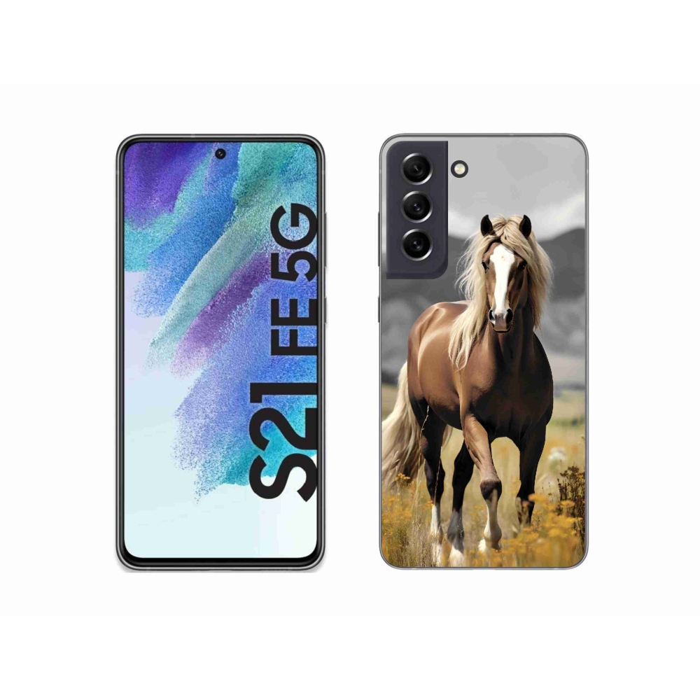 Gelový kryt mmCase na Samsung Galaxy S21 FE 5G - hnědý kůň 1