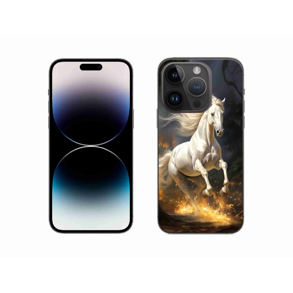 Gelový kryt mmCase na iPhone 14 Pro - bílý kůň 2