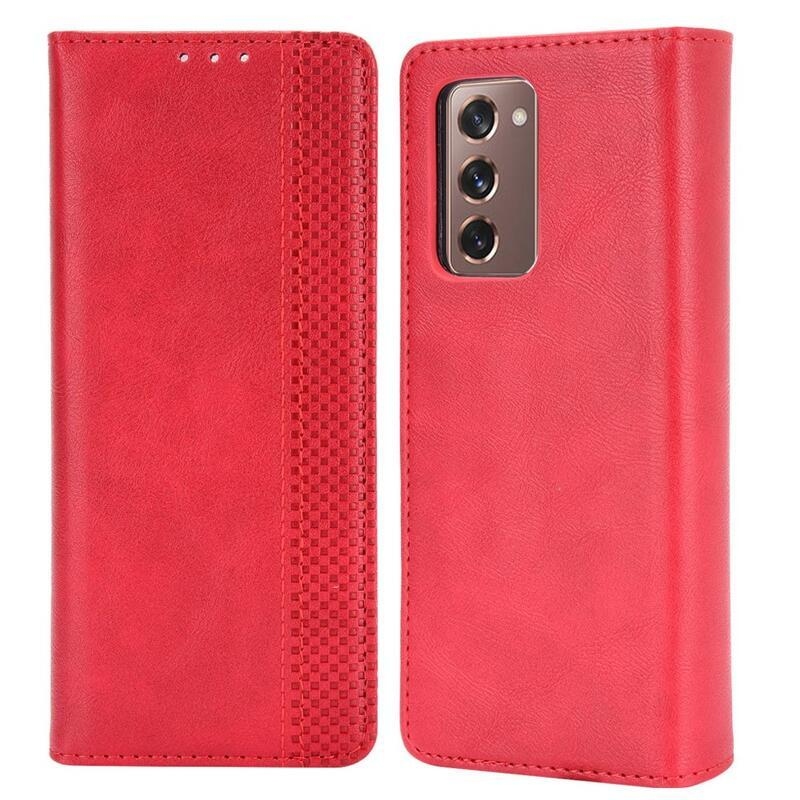 Decor PU kožené pouzdro na mobil Samsung Galaxy Z Fold2 5G - červené