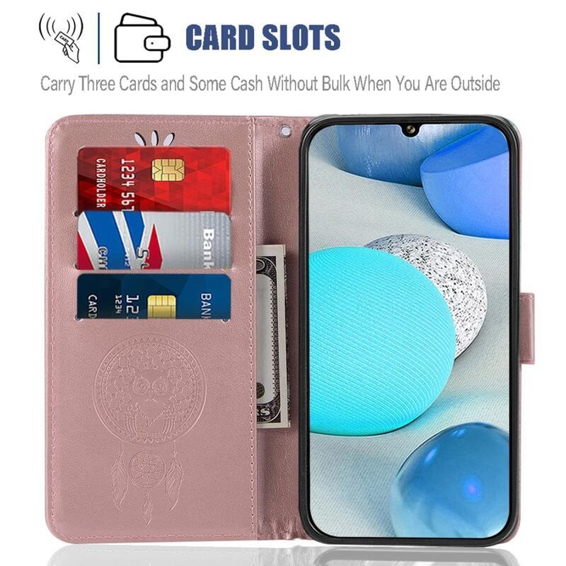 Dream PU kožené peněženkové pouzdro na mobil Samsung Galaxy A22 4G - růžovozlaté