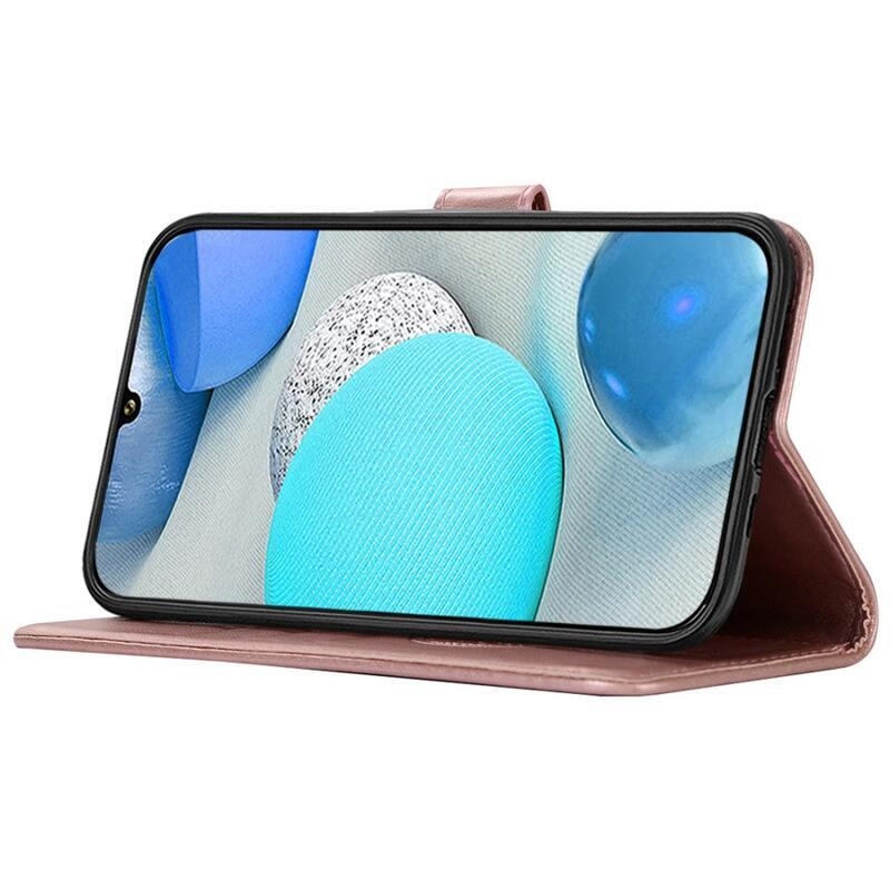 Dream PU kožené peněženkové pouzdro na mobil Samsung Galaxy A22 4G - růžovozlaté