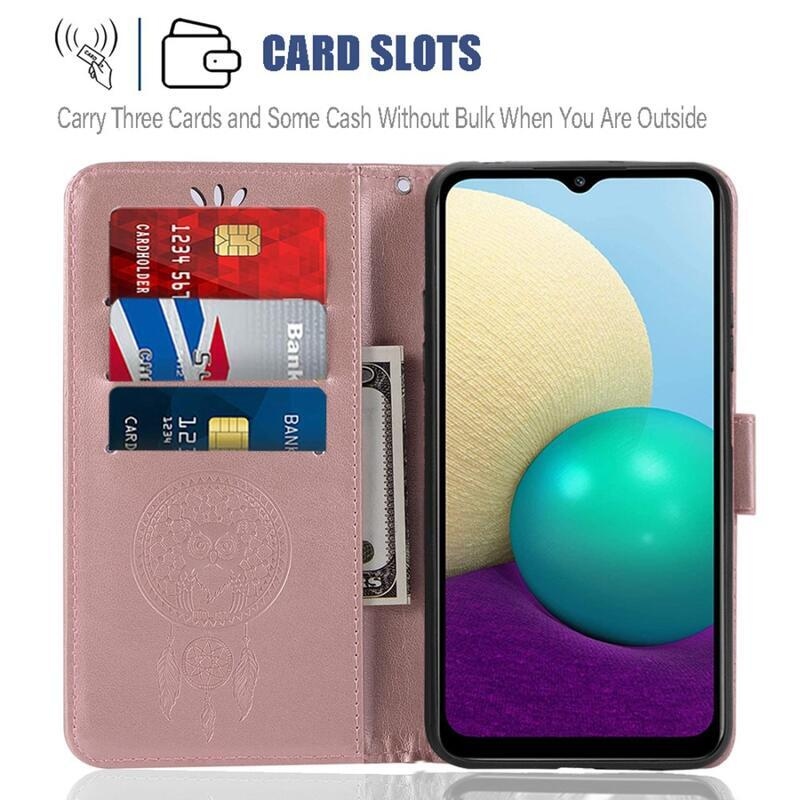 Dream PU kožené peněženkové pouzdro na mobil Samsung Galaxy A22 5G - růžovozlaté
