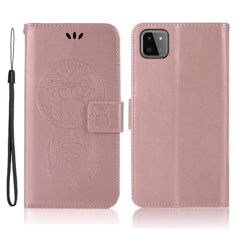 Dream PU kožené peněženkové pouzdro na mobil Samsung Galaxy A22 5G - růžovozlaté