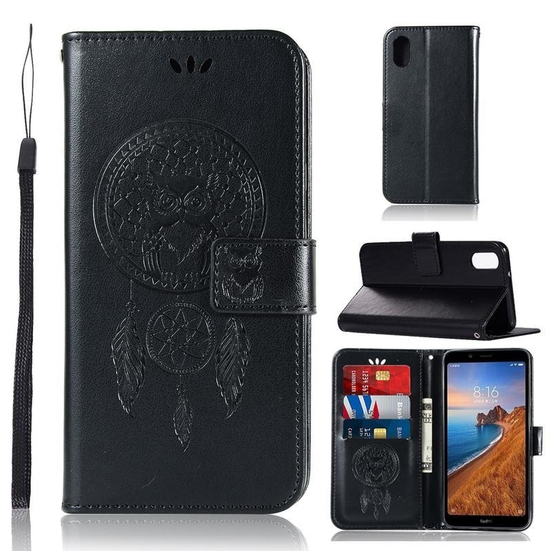Dream PU kožené peněženkové pouzdro na mobil Xiaomi Redmi 7A - černé