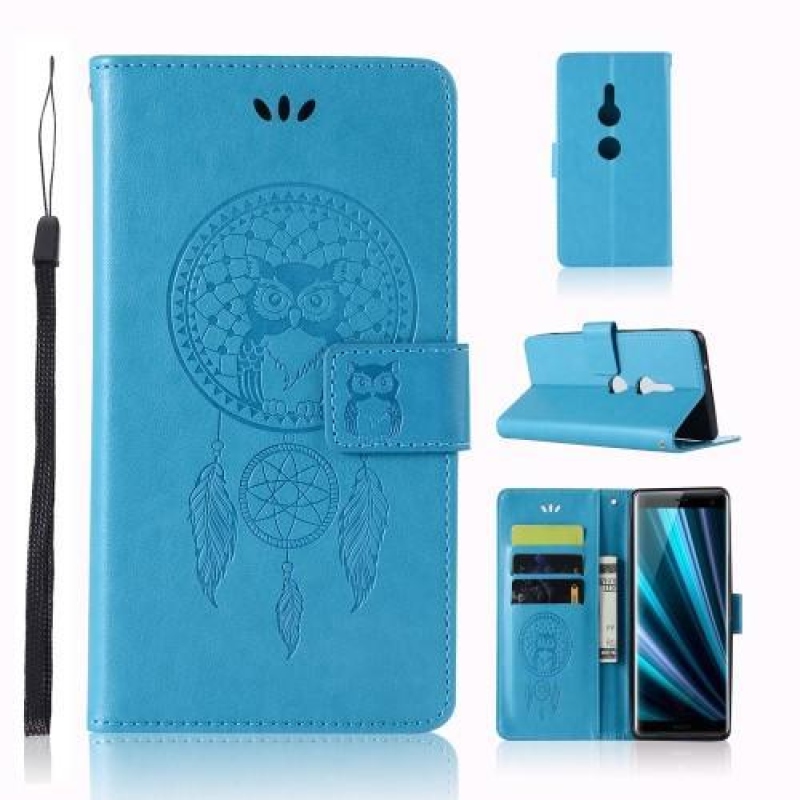 Dream PU kožené peněženkové pouzdro pro Sony Xperia XZ3 - modré