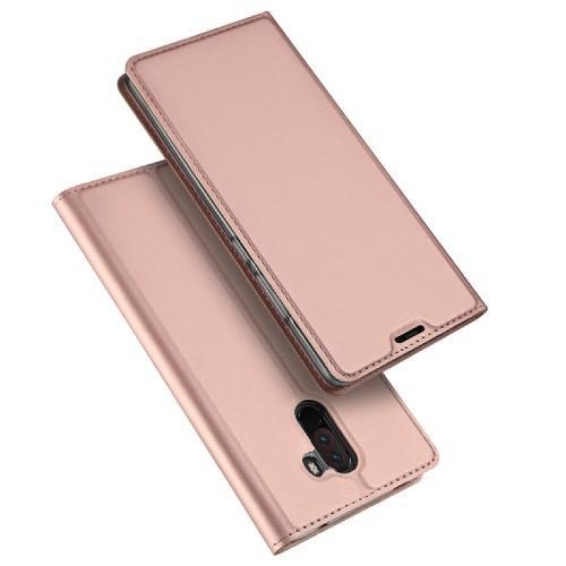 DUX elegantní PU kožené peněženkové pouzdro na Xiaomi Pocophone F1 - růžovozlaté