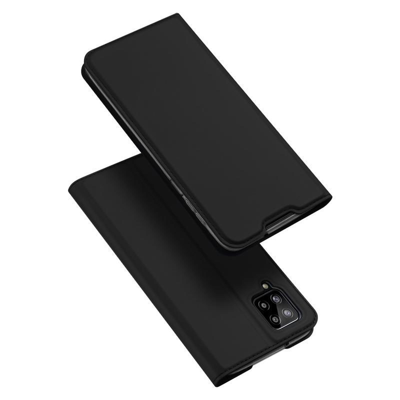 DUX elegantní PU kožené peněženkové pouzdro pro mobil Samsung Galaxy A12/M12 - černé