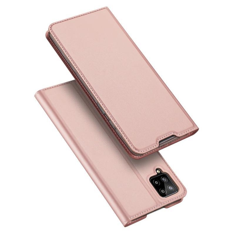 DUX elegantní PU kožené peněženkové pouzdro pro mobil Samsung Galaxy A12/M12 - růžovozlaté