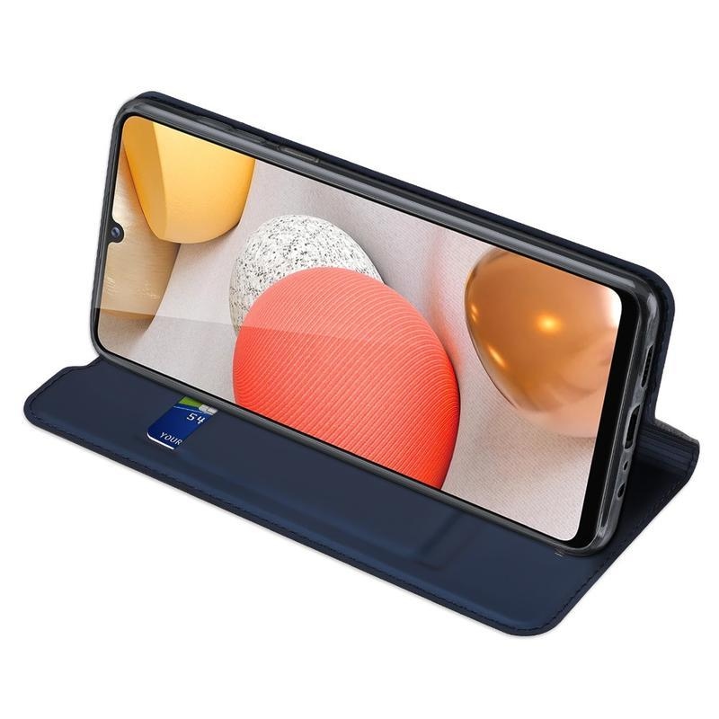 DUX elegantní PU kožené peněženkové pouzdro pro mobil Samsung Galaxy A12/M12 - tmavěmodré