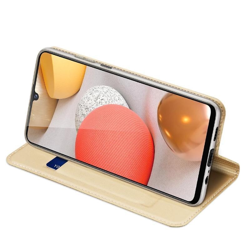 DUX elegantní PU kožené peněženkové pouzdro pro mobil Samsung Galaxy A12/M12 - zlaté