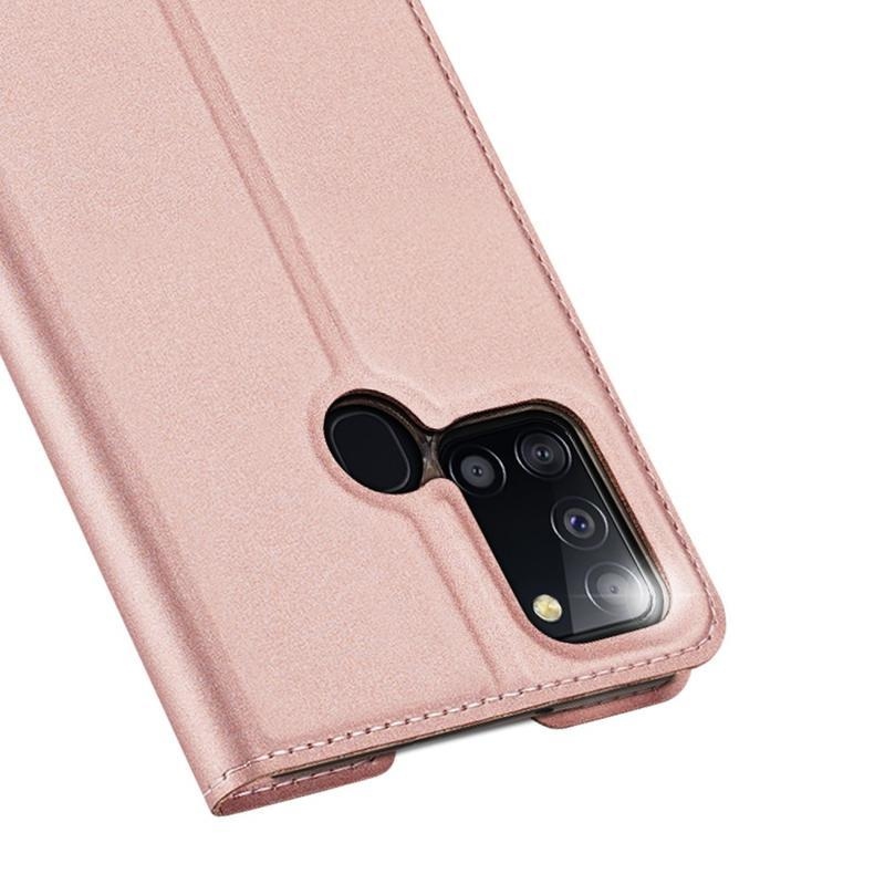 DUX elegantní PU kožené pouzdro na mobil Samsung Galaxy A21s - růžovozlaté
