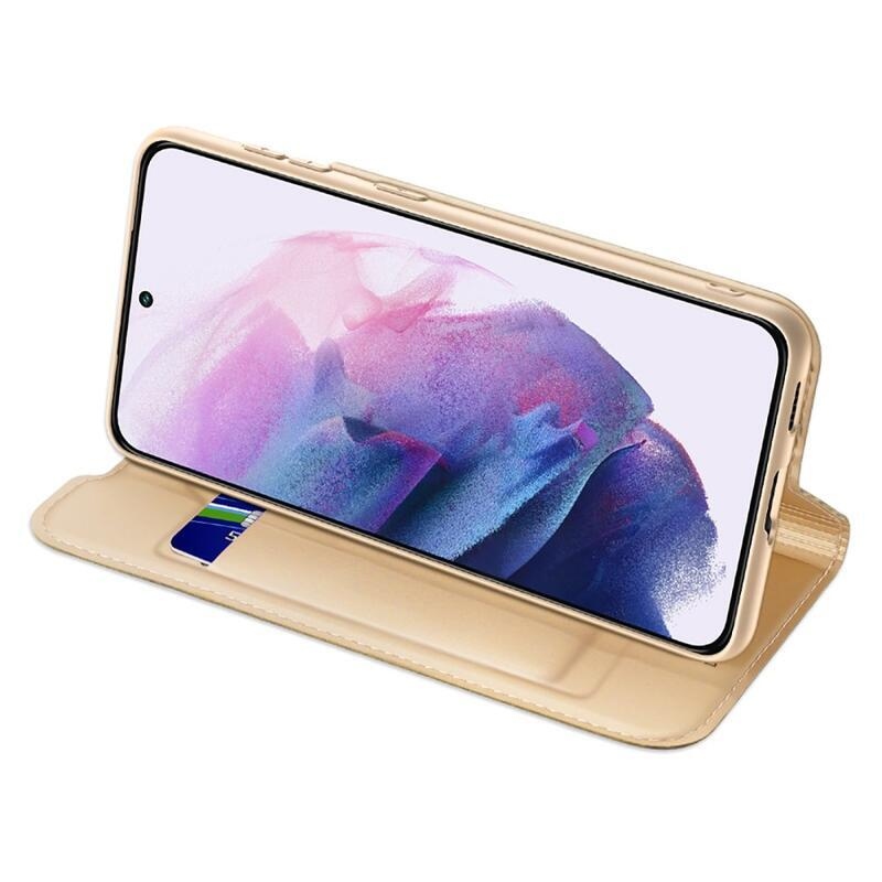 DUX elegantní PU kožené pouzdro na mobil Samsung Galaxy S22 5G - zlaté