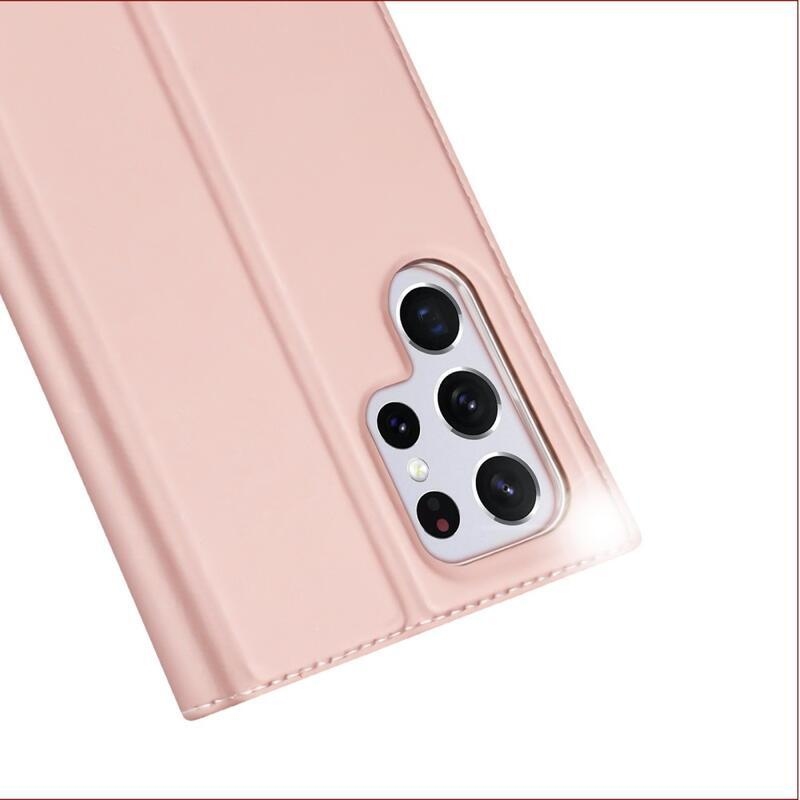 DUX elegantní PU kožené pouzdro na mobil Samsung Galaxy S22 Ultra 5G - růžovozlaté