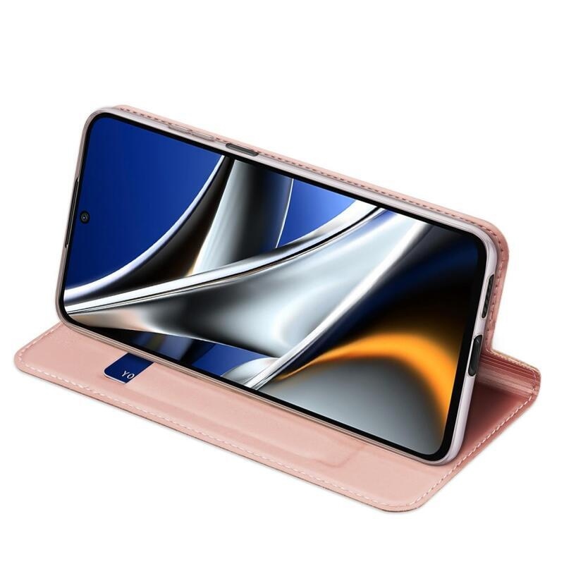 DUX elegantní PU kožené pouzdro na mobil Xiaomi Poco X4 Pro 5G - růžovozlaté