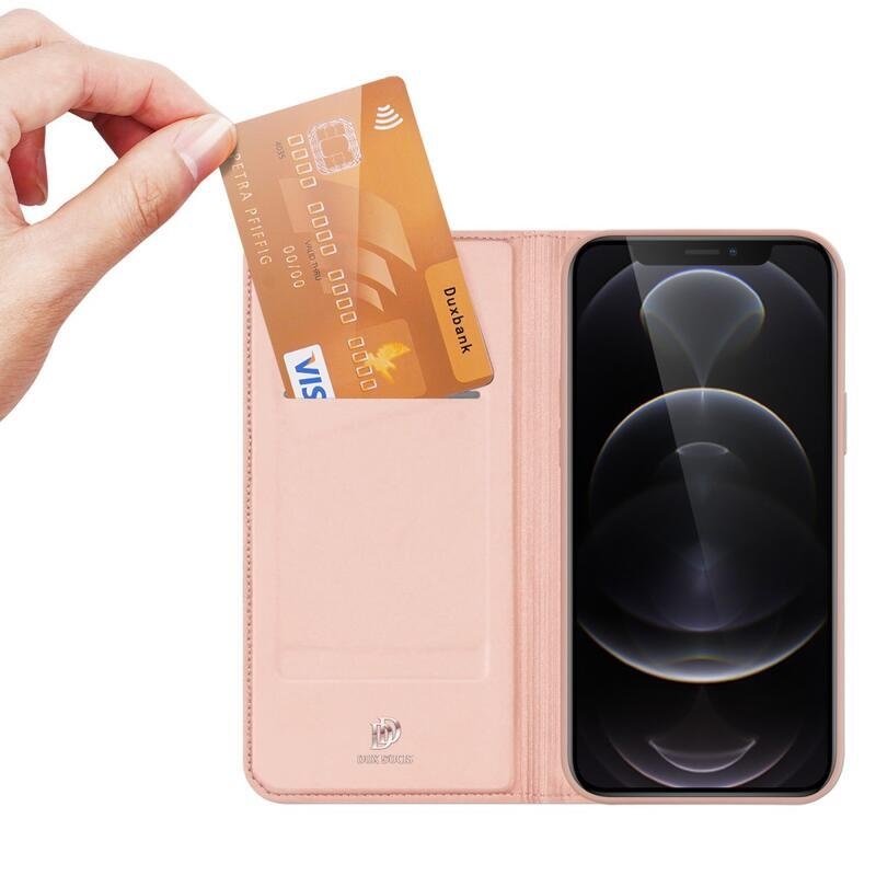 DUX elegantní PU kožené pouzdro pro mobil iPhone 13 Pro 6.1 - růžové