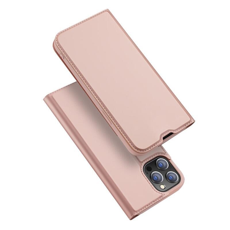 DUX elegantní PU kožené pouzdro pro mobil iPhone 13 Pro 6.1 - růžové